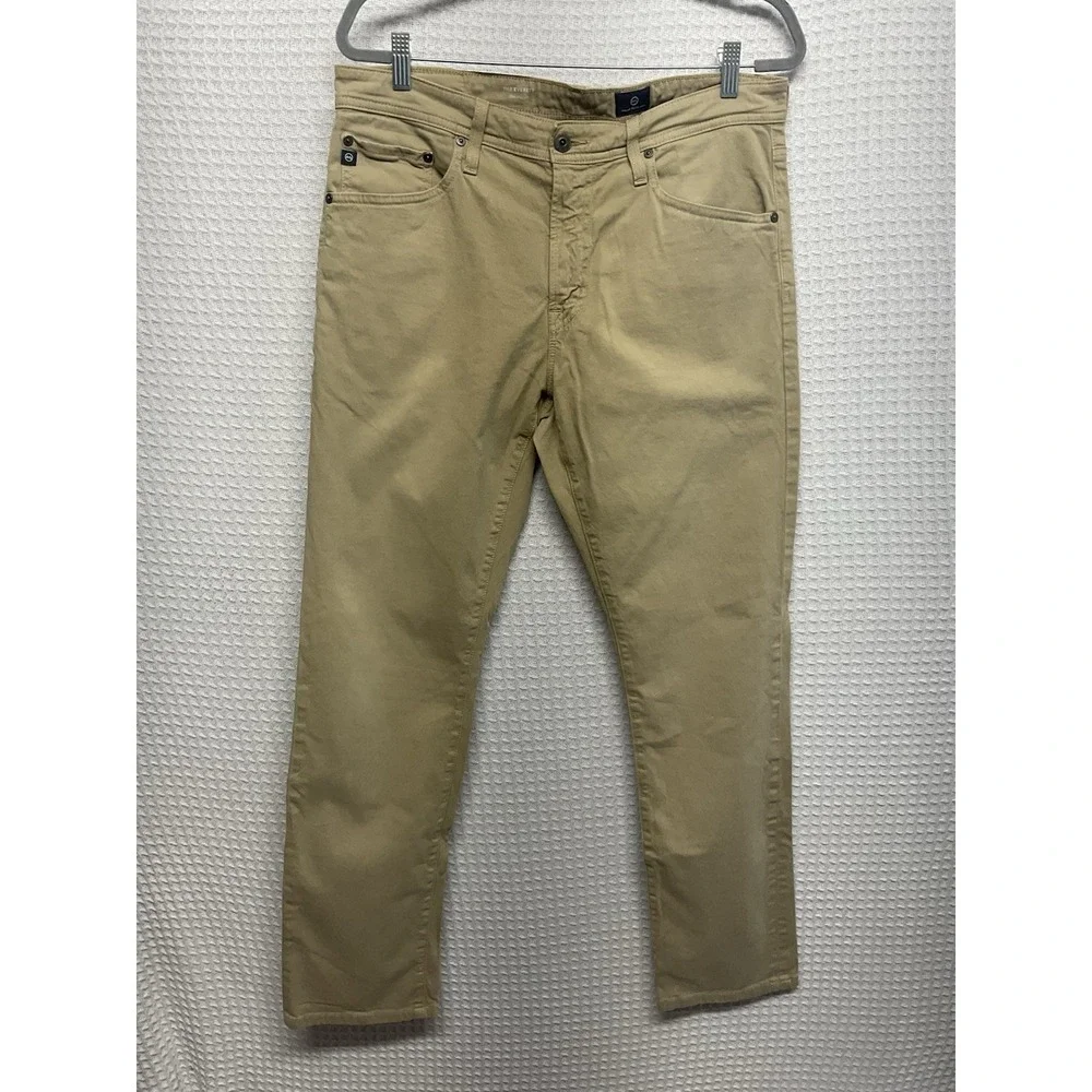 AG Adriano Goldschmied The Everett Slim Straight Leg Jeans Men 34x30 Beige/Tan